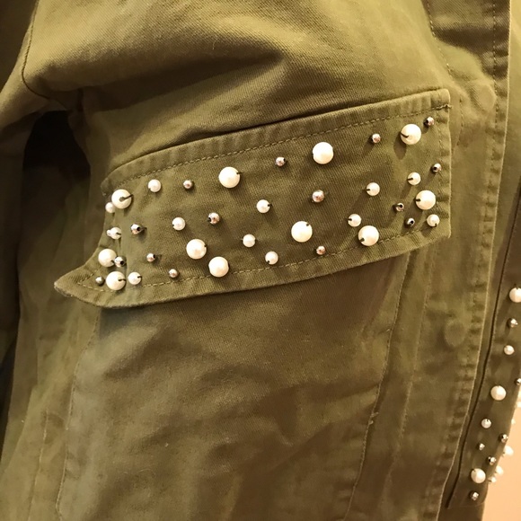 Lea & Viola Embellished Jacket Army Green Canvas - Picture 4 of 14